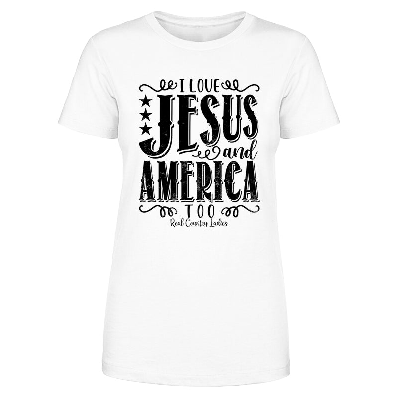 Blowout |  I Love Jesus And America Too Black Print Front Apparel