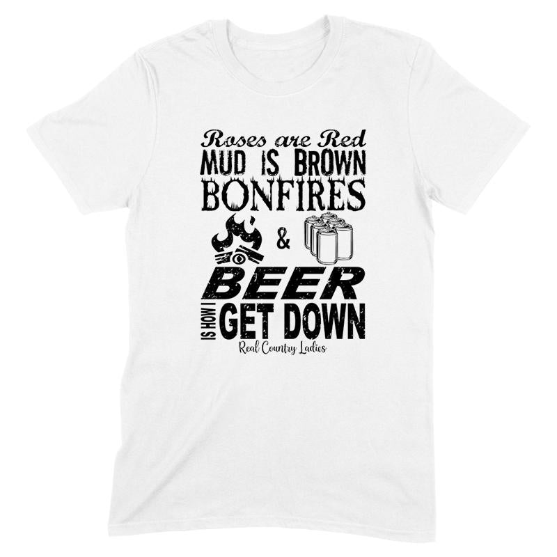 Blowout |  Bonfires And Beer Black Print Front Apparel