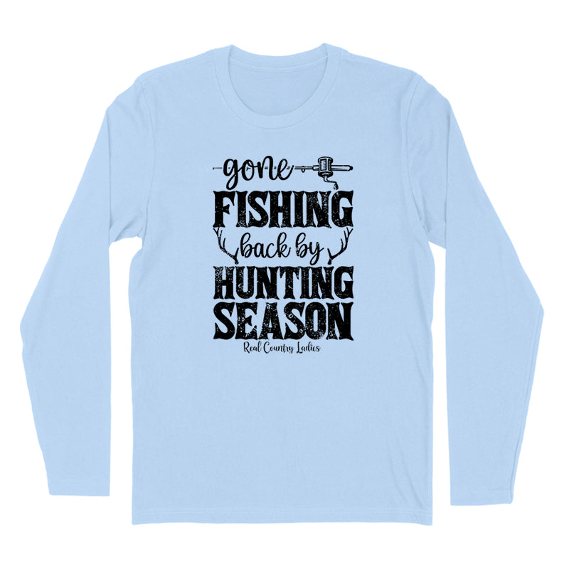 Blowout | Gone Fishing Back By Hunting Season Black Print Hoodies & Long Sleeves