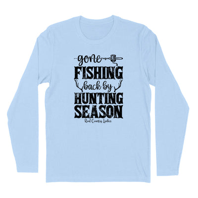 Blowout | Gone Fishing Back By Hunting Season Black Print Hoodies & Long Sleeves