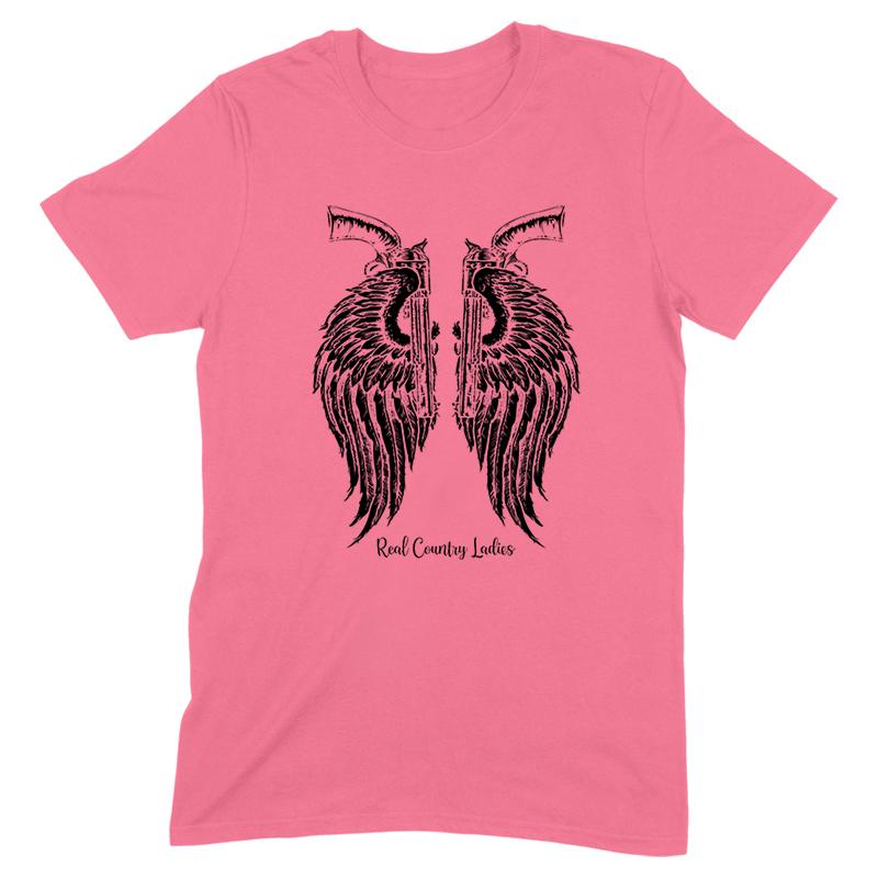 Blowout |  Angel Wings Revolvers Black Print Front Apparel