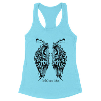 Blowout |  Angel Wings Revolvers Black Print Front Apparel