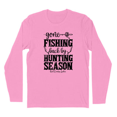 Blowout | Gone Fishing Back By Hunting Season Black Print Hoodies & Long Sleeves