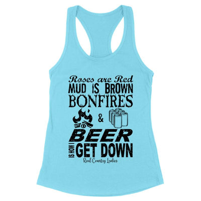 Blowout |  Bonfires And Beer Black Print Front Apparel