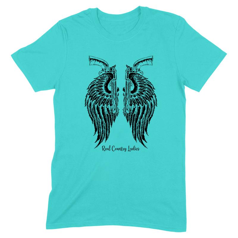 Blowout |  Angel Wings Revolvers Black Print Front Apparel