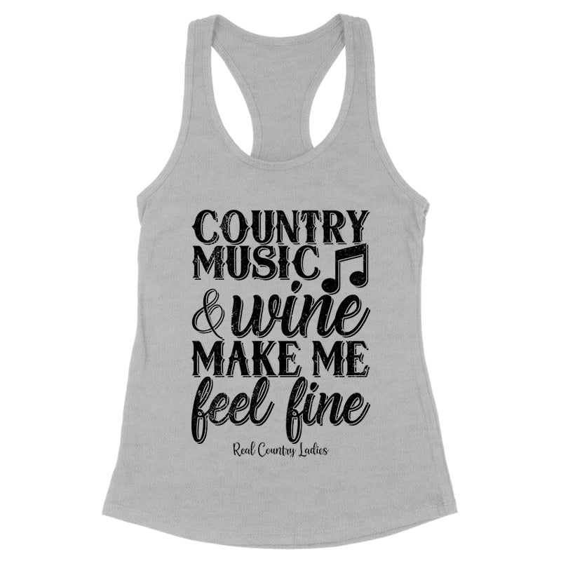 Blowout |  Country Music And Wine Black Print Front Apparel