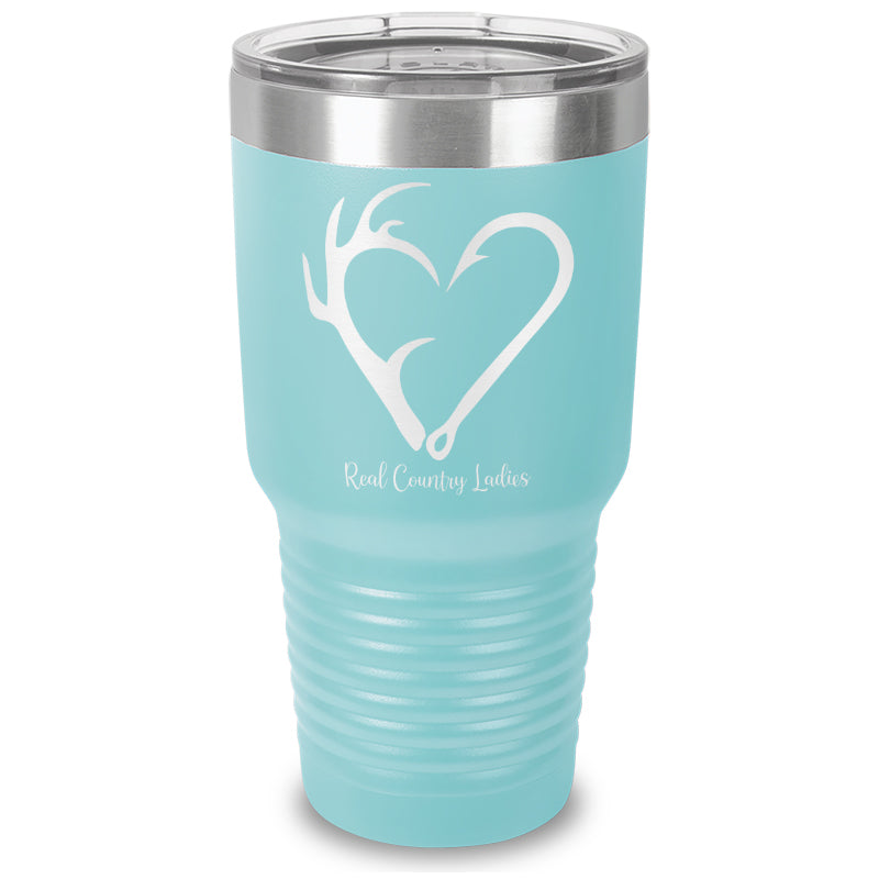 Black Friday | Hunting Fishing Heart Laser Etched Tumbler