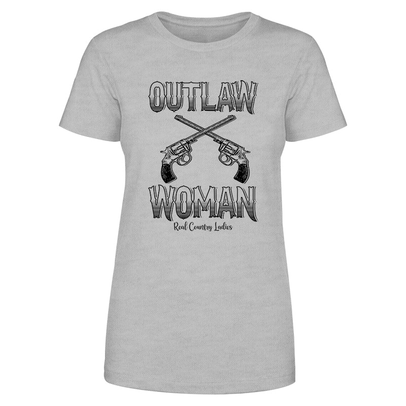 Black Friday | Outlaw Woman Black Print Front Apparel