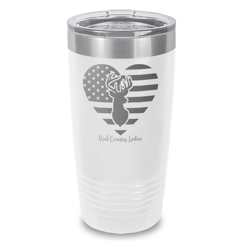 Black Friday | Flag Heart Deer Laser Etched Tumbler