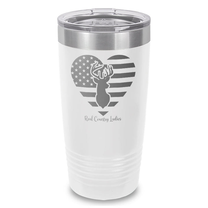 Black Friday | Flag Heart Deer Laser Etched Tumbler