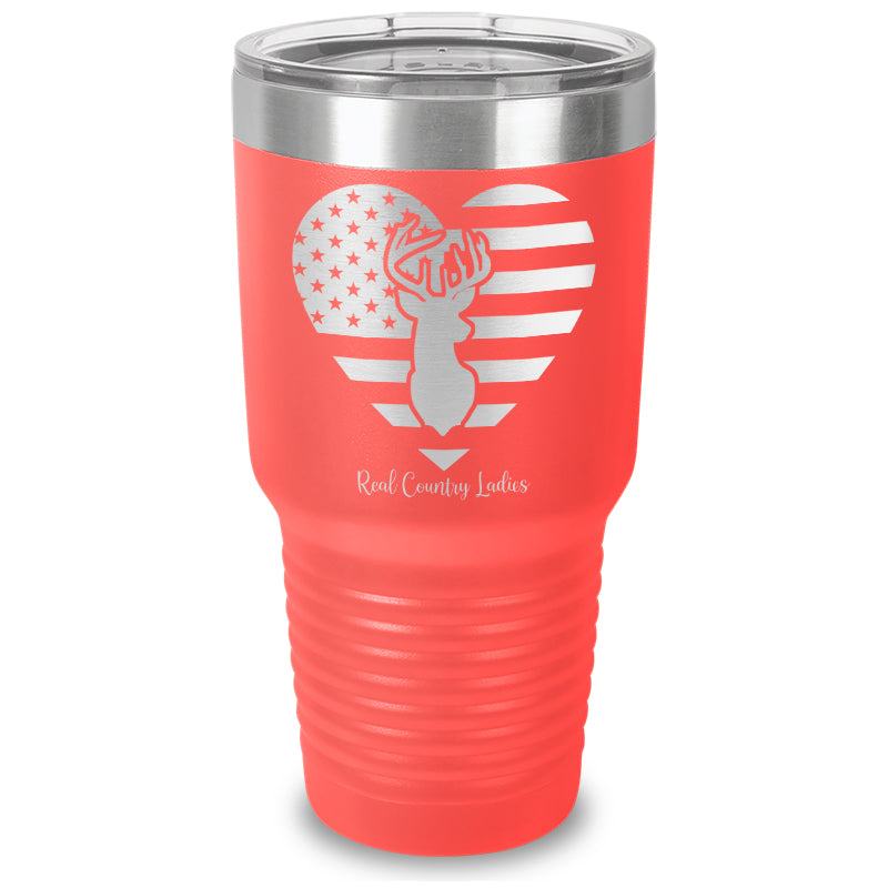 Black Friday | Flag Heart Deer Laser Etched Tumbler