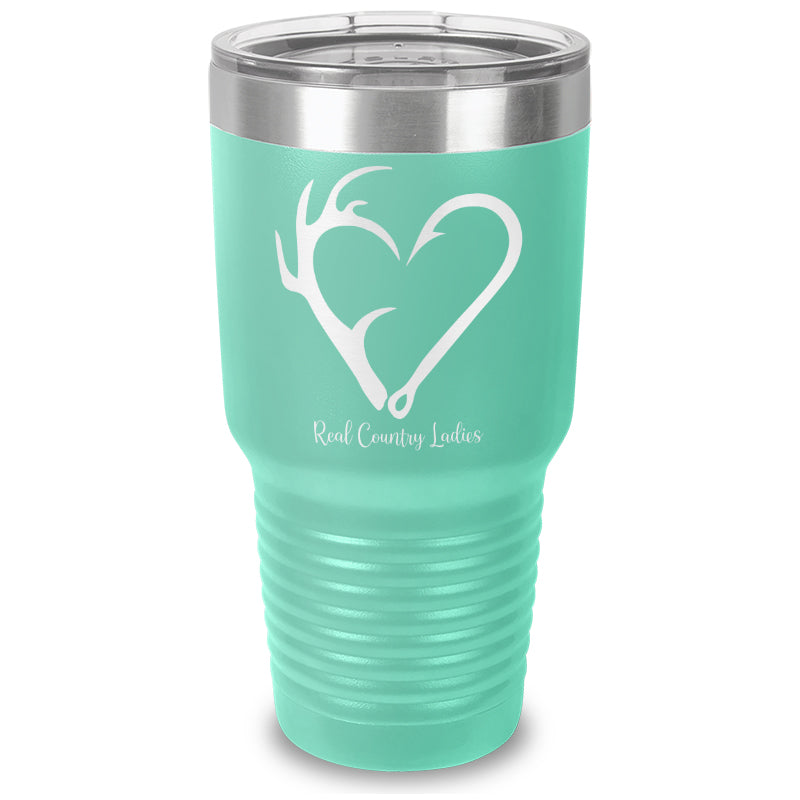 Black Friday | Hunting Fishing Heart Laser Etched Tumbler