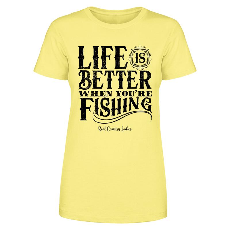 Blowout |  Life Is Better When You're Fishing Black Print Front Apparel