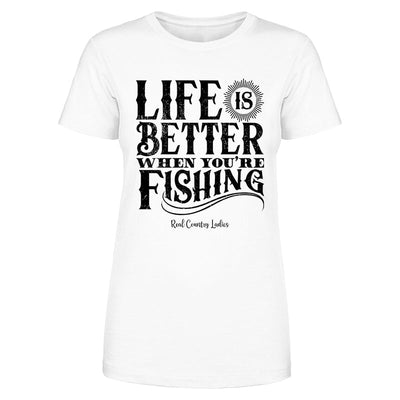 Blowout |  Life Is Better When You're Fishing Black Print Front Apparel