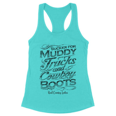 Blowout |  Muddy Trucks And Cowboy Boots Black Print Front Apparel