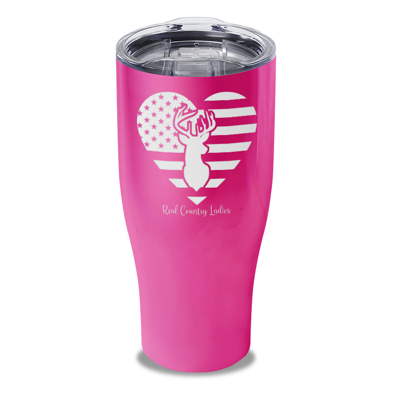 Black Friday | Flag Heart Deer Laser Etched Tumbler