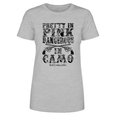 Blowout |  Pretty In Pink Dangerous In Camo Black Print Front Apparel