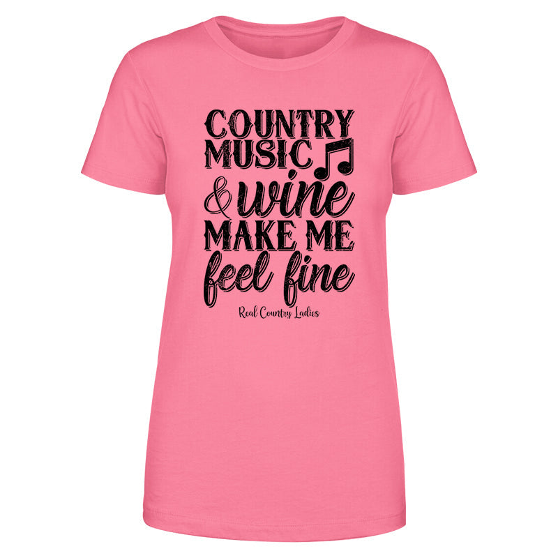 Blowout |  Country Music And Wine Black Print Front Apparel