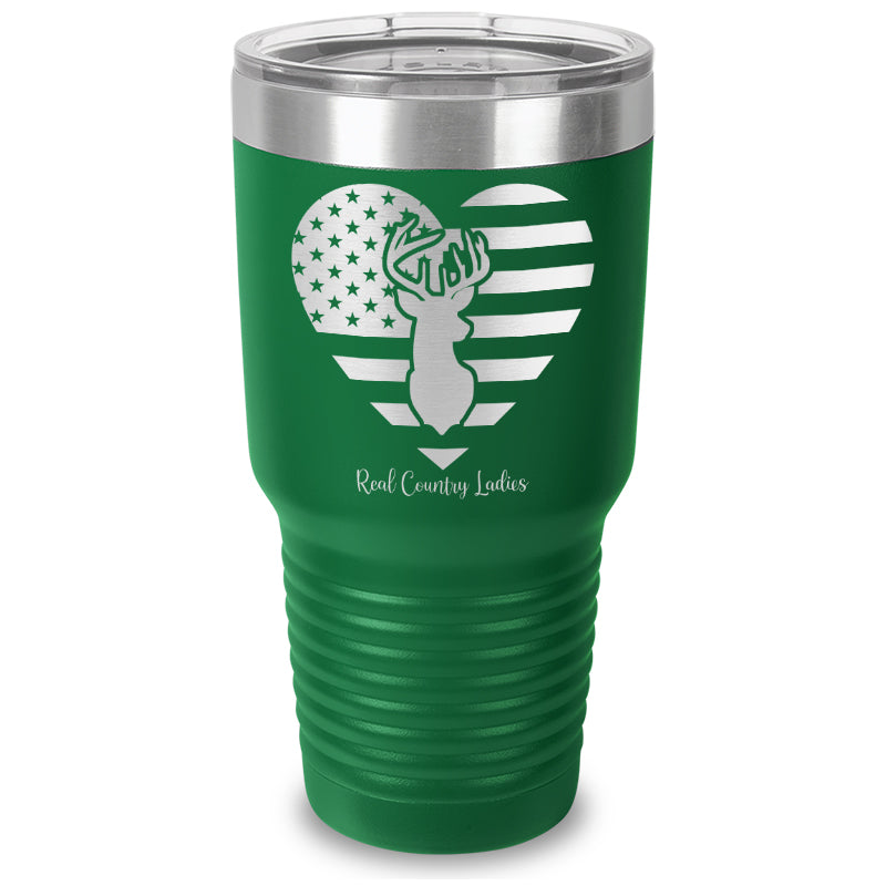 Black Friday | Flag Heart Deer Laser Etched Tumbler