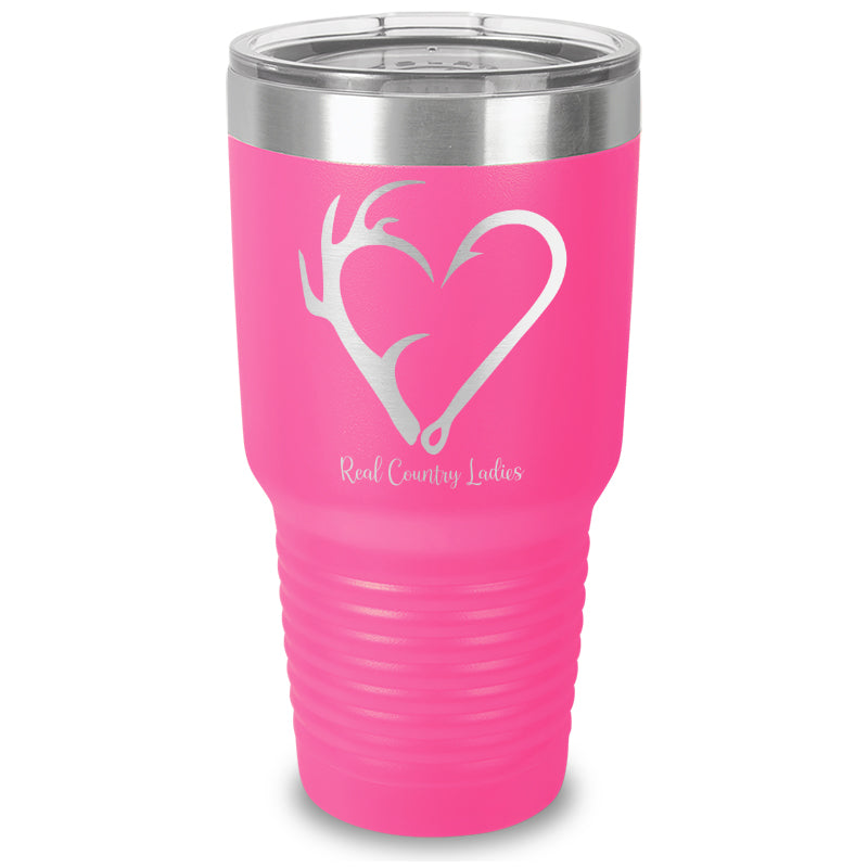 Black Friday | Hunting Fishing Heart Laser Etched Tumbler