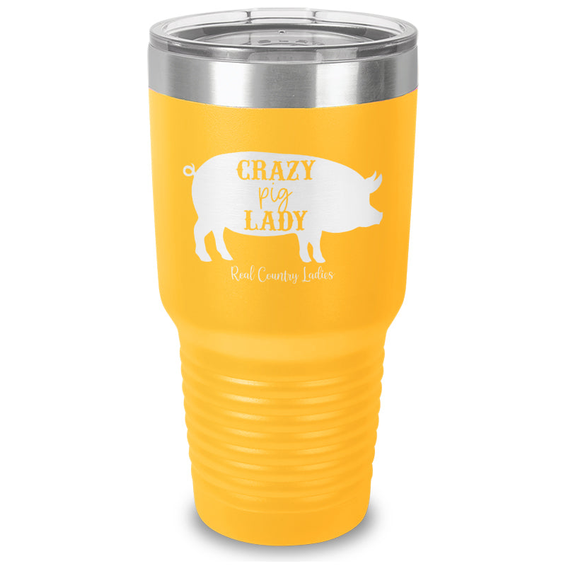 Crazy Pig Lady Laser Etched Tumbler