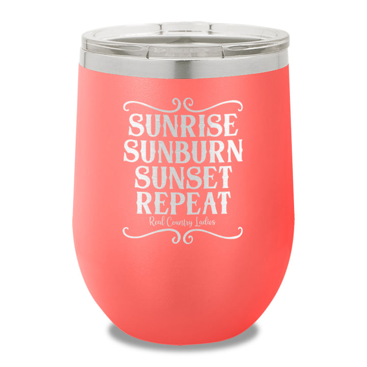 Sunrise Sunburn Sunset Repeat 12oz Stemless Wine Cup