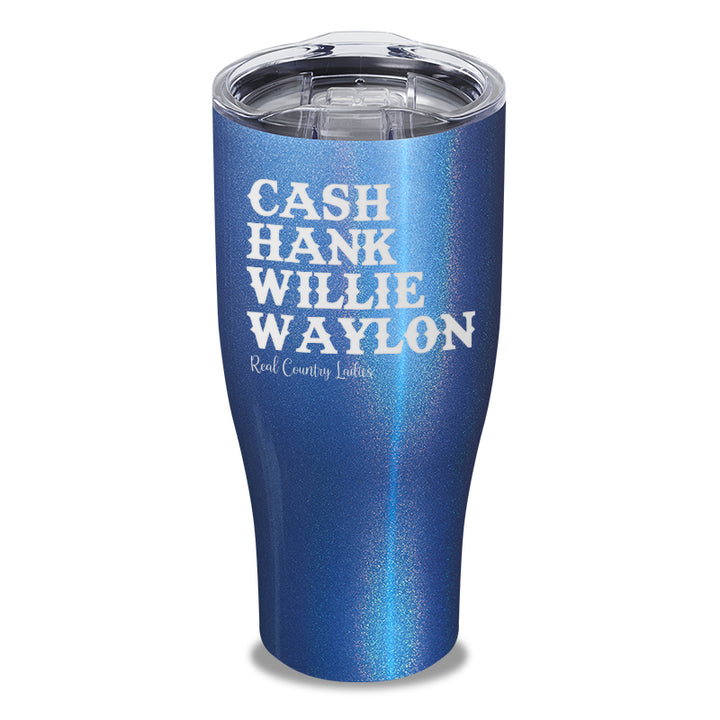 Cash Hank Willie Waylon Laser Etched Tumbler