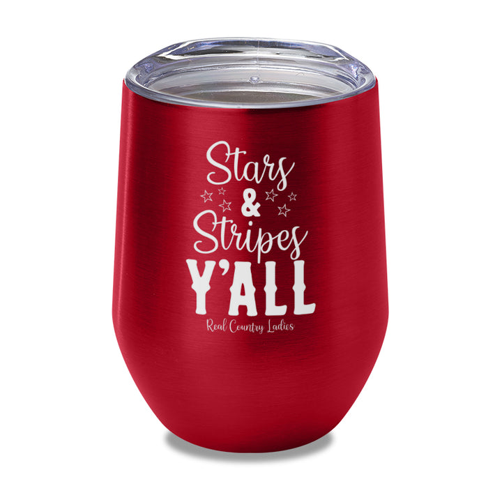 Stars And Stripes Y'all Laser Etched Tumbler