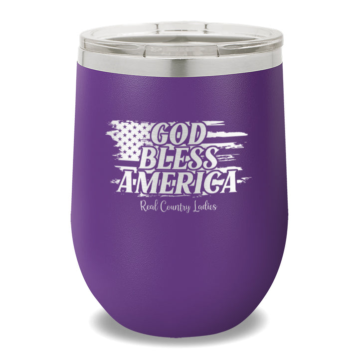 God Bless America 12oz Stemless Wine Cup