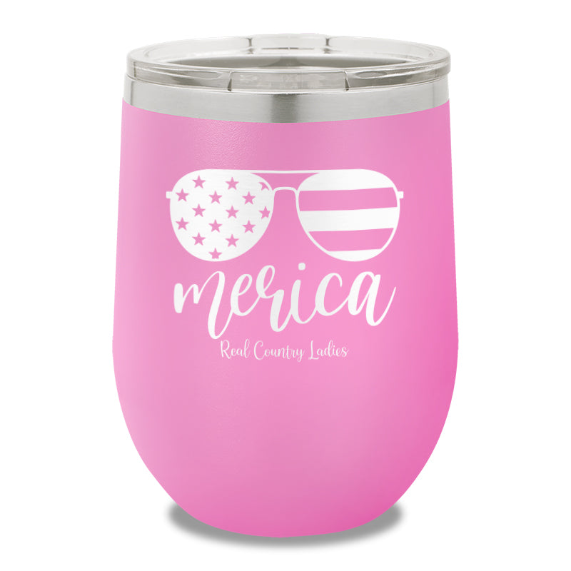Merica Sunglasses 12oz Stemless Wine Cup