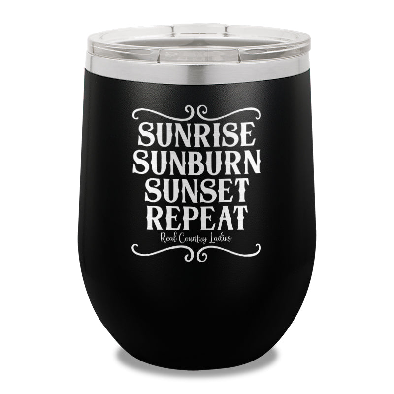 Sunrise Sunburn Sunset Repeat 12oz Stemless Wine Cup