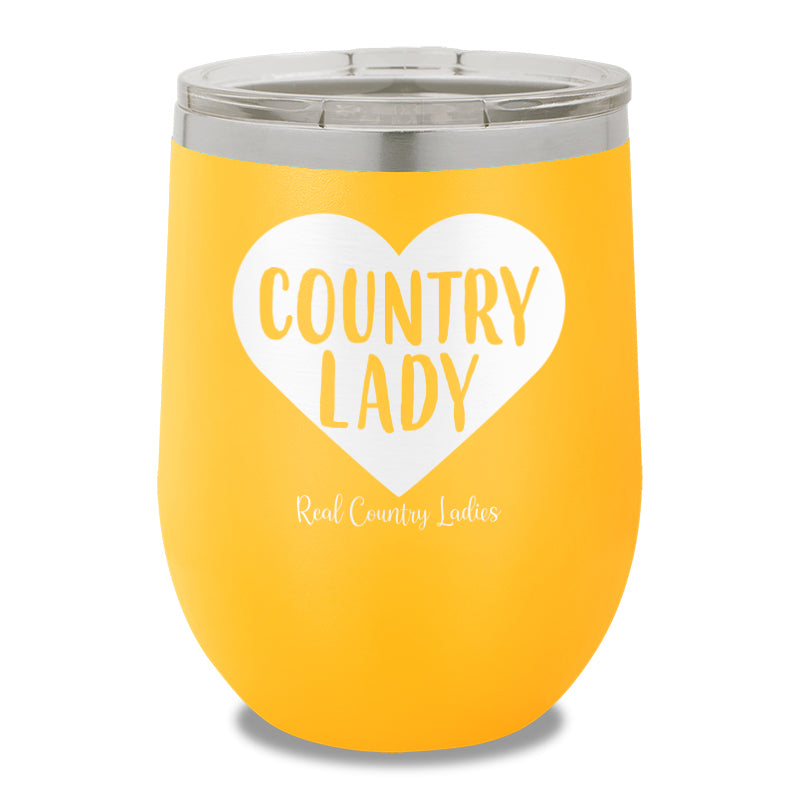 Country Lady Heart 12oz Stemless Wine Cup