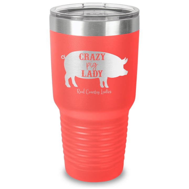 Crazy Pig Lady Laser Etched Tumbler