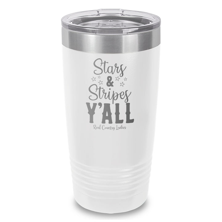 Stars And Stripes Y'all Laser Etched Tumbler