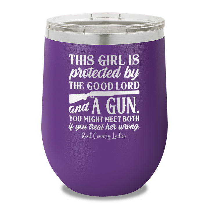 The Good Lord And A Gun 12oz Stemless Wine Cup