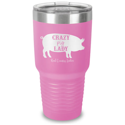 Crazy Pig Lady Laser Etched Tumbler