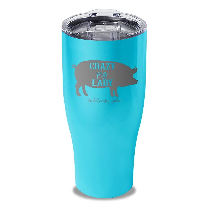 Crazy Pig Lady Laser Etched Tumbler