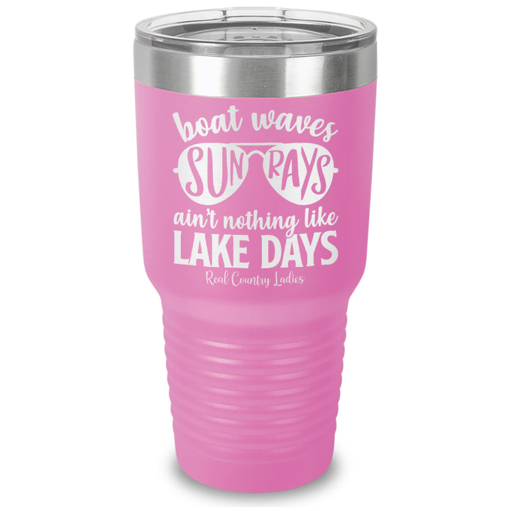 Boat Waves Sun Rays Laser Etched Tumbler