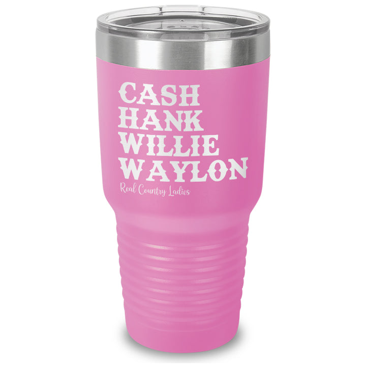 Cash Hank Willie Waylon Laser Etched Tumbler