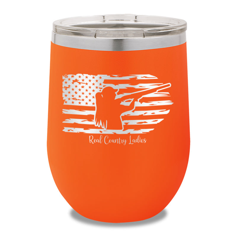 Shotgun USA Flag 12oz Stemless Wine Cup