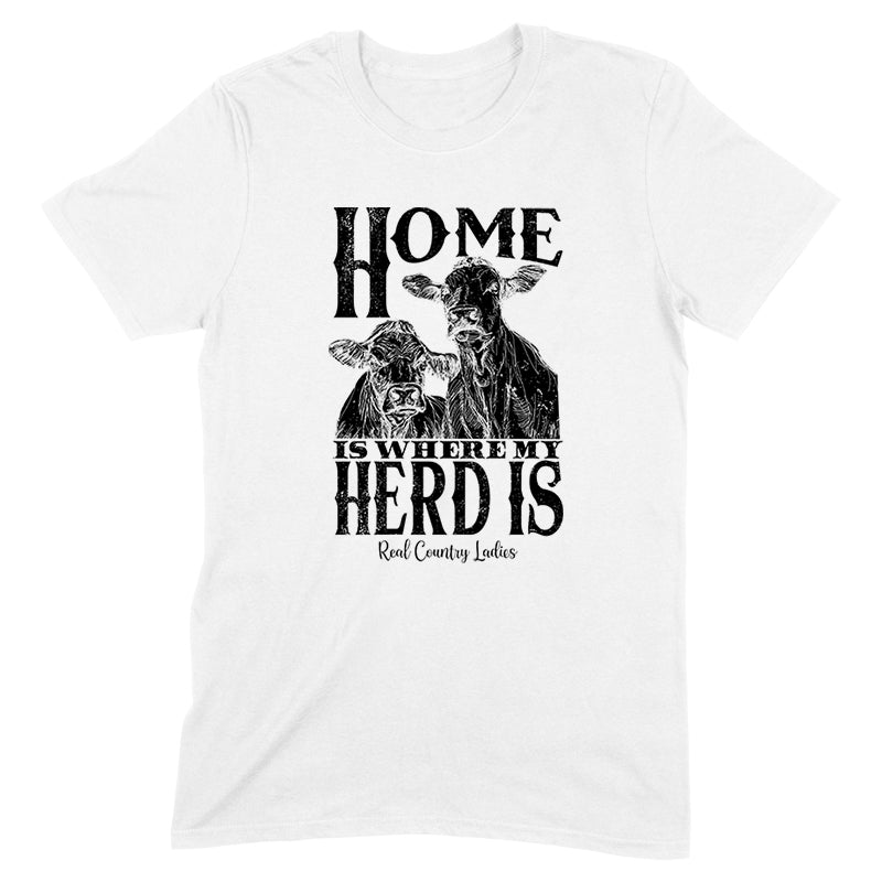 Home Is Where My Herd Is Black Print Front Apparel