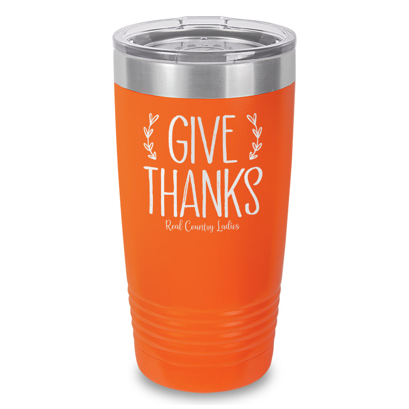 Falling For Deals | Give Thanks Laser Etched Tumbler