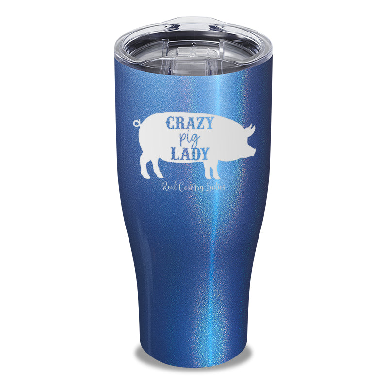 Crazy Pig Lady Laser Etched Tumbler