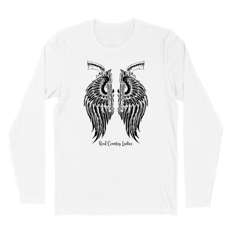 Angel Wings Revolver Black Print Hoodies & Long Sleeves
