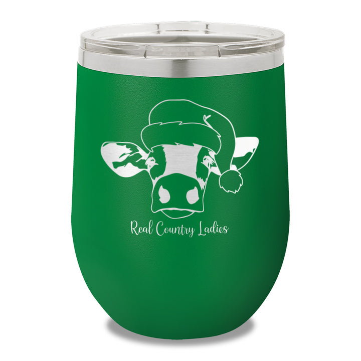 Christmas Cow 12oz Stemless Wine Cup