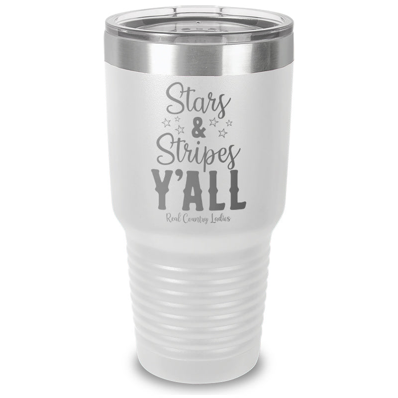 Stars And Stripes Y'all Laser Etched Tumbler