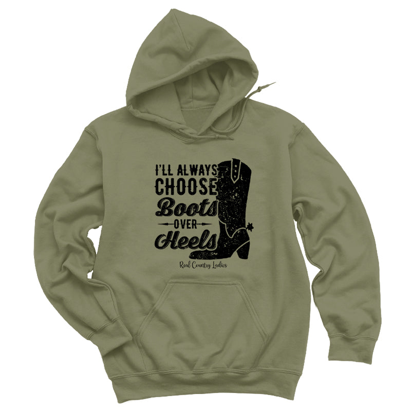 I'll Always Choose Boots Black Print Hoodies & Long Sleeves