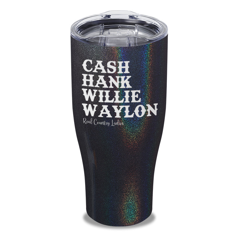 Cash Hank Willie Waylon Laser Etched Tumbler