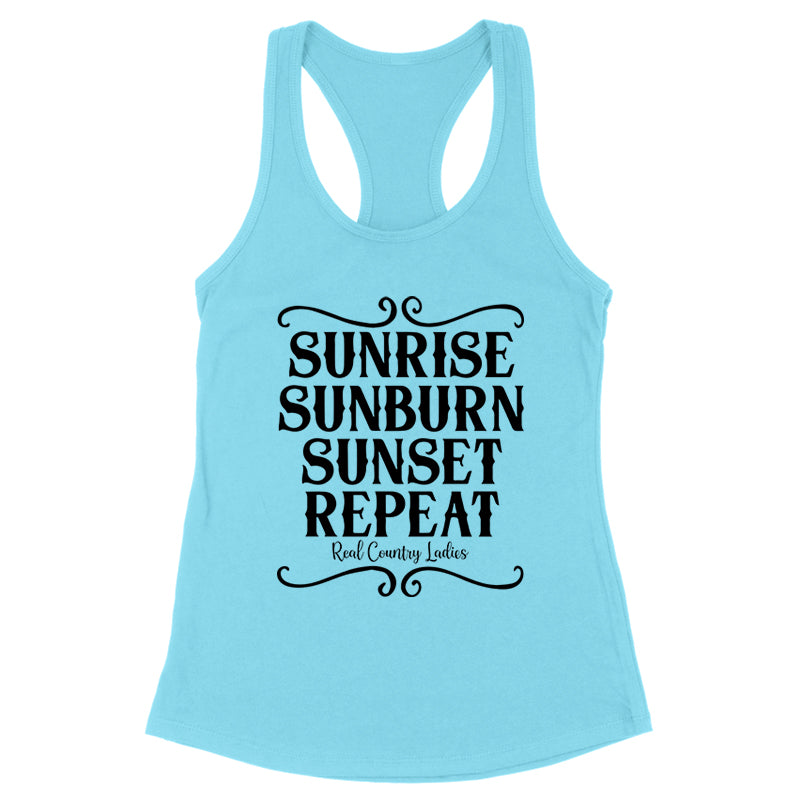 Sunrise Sunburn Sunset Repeat Black Print Front Apparel