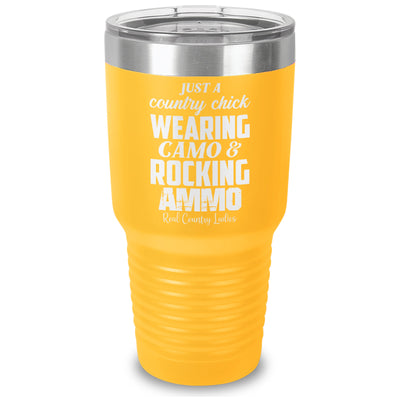 Wearing Camo Rocking Ammo Laser Etched Tumbler